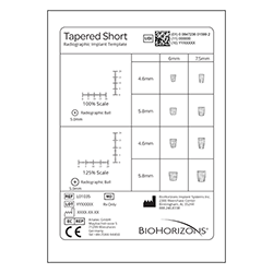 BioHorizons US Online Store. Tapered Short Radiographic Implant Template