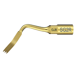 Picture of SG2R Bone Surgery Tip, Right Curved, 3 Teeth, 0.6mm Thick, TiN Coating