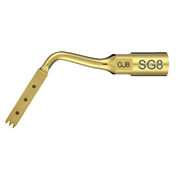 Picture of SG8 Bone Surgery Tip, Depth marks at 3mm, 6mm, & 9mm, 3 Teeth, 0.6mm Thick, TiN